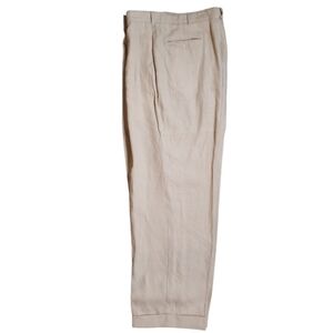 Alan Flusser Linen Pleated Southern Gentleman Preppy Spring Trouser Pants 36 34